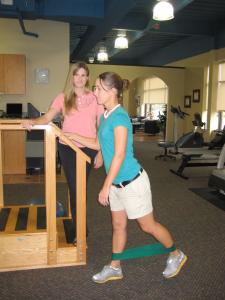 Theraband loops for hip strengthening