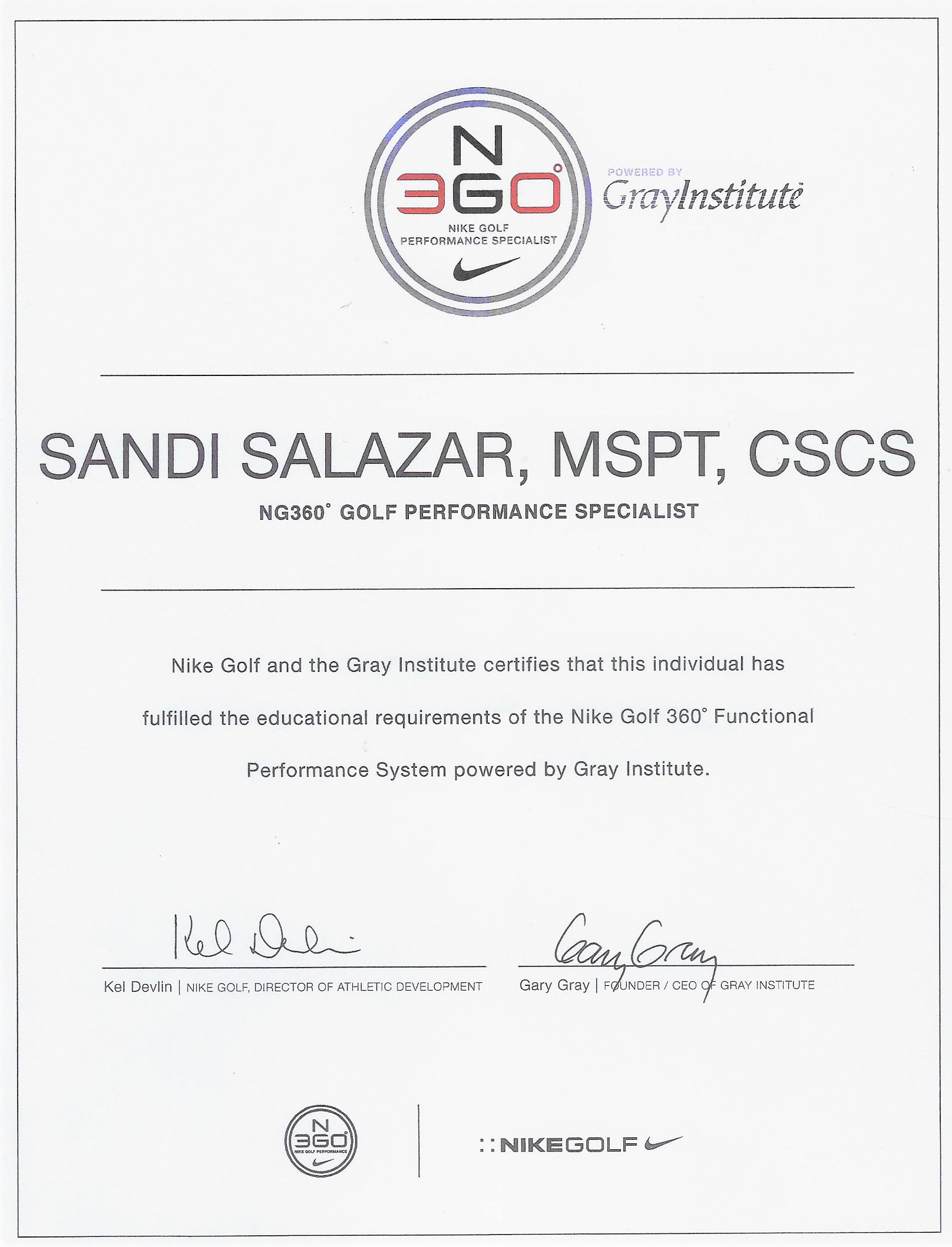 Nike golf 360 clearance certification