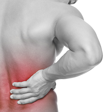 Patient holding his back, due to back pain