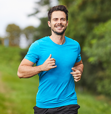 Man running on the sidewalk